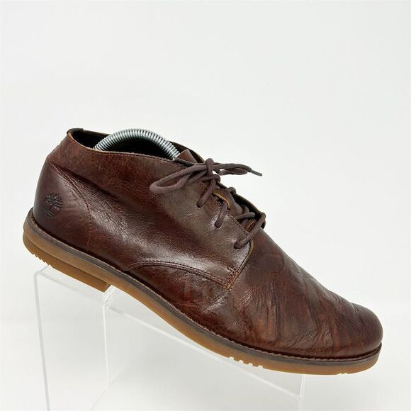 Timberland Men's Brown Leather Ortholite Chukka Boots Size 9.5 Lace Up Casual - Picture 1 of 13
